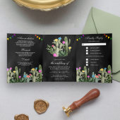 メキシカンフィエスタサボスフローラブラック結婚ズ 三つ折り招待状