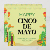 メキシカンフィエスタサボスプールパーティーシンコデマヨ 招待状 (正面/裏面)