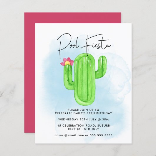 メキシカンフィエスタサボスプールパーティー任意の年齢誕生日 (正面/裏面)