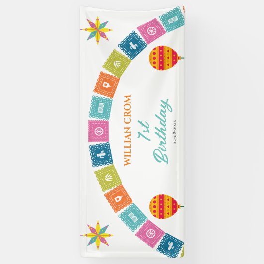 メキシカンフィエスタサボス1年目の誕生日へようこそ 横断幕 (縦)