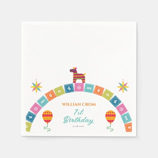 メキシカンフィエスタサボス1年誕生日 スタンダードカクテルナプキン (正面)