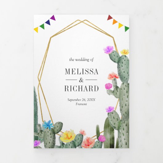メキシカンフィエスタサボテンフローラ結婚すべて 三つ折り招待状 (カバー)