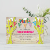 メキシカンフィエスタサボテン素朴なパペルピカド招待状 招待状 (スタンド正面)