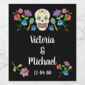 メキシカンフィエスタシュガースカル刺繍ワインラベル ワインラベル (シングルラベル)
