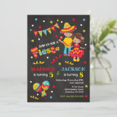 メキシカンフィエスタジョイント誕生日招待状ボーイガール 招待状 (スタンド正面)