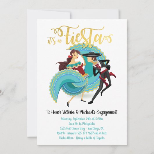 メキシカンフィエスタスペインのダンサー招待状 招待状 (正面)