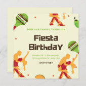 メキシカンフィエスタスペインのダンスカップル誕生日 招待状 (正面/裏面)