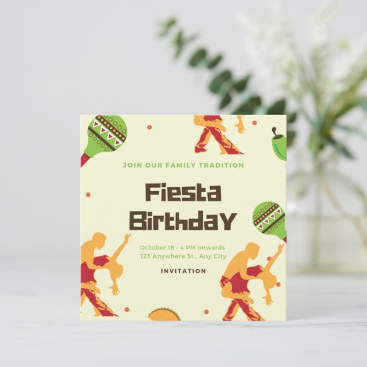 メキシカンフィエスタスペインのダンスカップル誕生日 招待状 (スタンド正面)