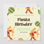 メキシカンフィエスタスペインのダンスカップル誕生日 招待状 (正面)