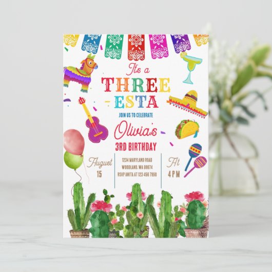 メキシカンフィエスタスリーエスタ3rdガールバースデーパーティー 招待状 (スタンド正面)