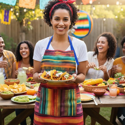 メキシカンフィエスタセラプブランケットの水色 エプロン
