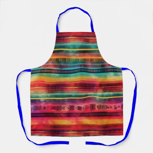 メキシカンフィエスタセラプブランケットの水色 エプロン (正面)