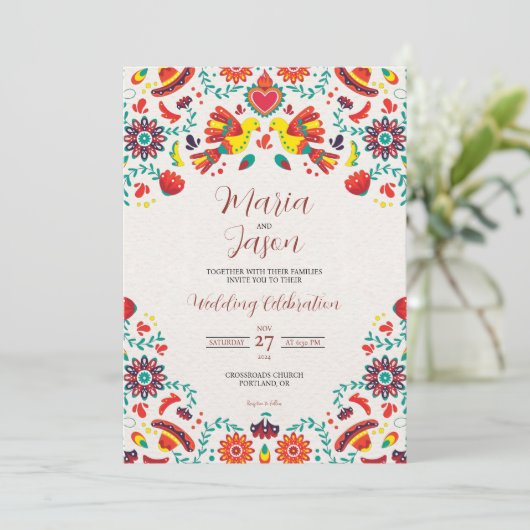 メキシカンフィエスタソンブレロフォークア結婚ートズ 招待状 (スタンド正面)