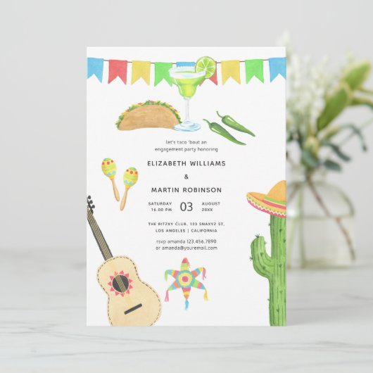 メキシカンフィエスタタコオブラブ婚約パーティ 招待状 (スタンド正面)