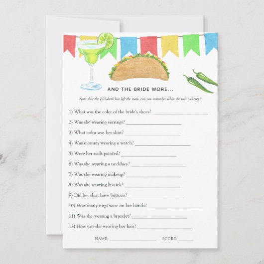 メキシカンフィエスタタコブライダルシャワーゲーム 招待状 (正面)