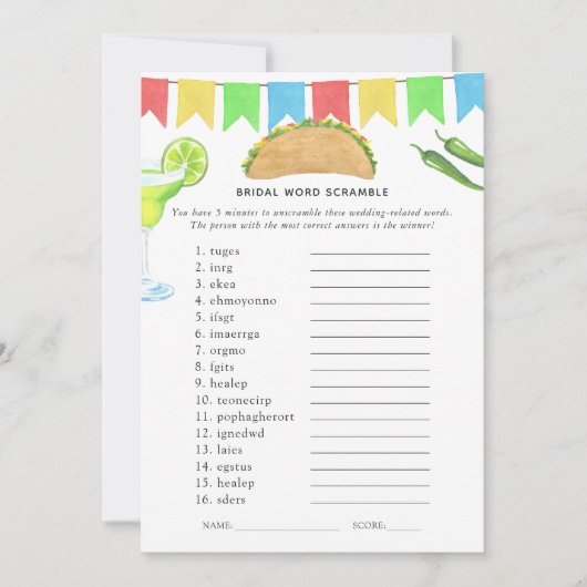 メキシカンフィエスタタコブライダルシャワーゲーム 招待状 (正面)