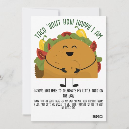 メキシカンフィエスタタコベビー感謝していシャワーユー サンキューカード (正面)