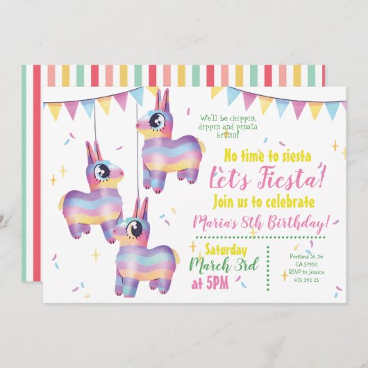 メキシカンフィエスタチンコデマヨ誕生日 招待状 (正面/裏面)