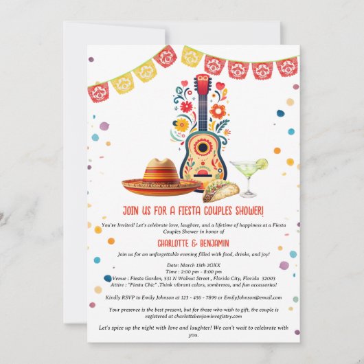 メキシカンフィエスタテーマカップルシャワー招待状 招待状 (正面)
