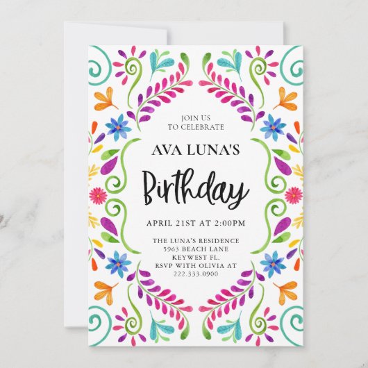 メキシカンフィエスタテーマ誕生日 招待状 (正面)