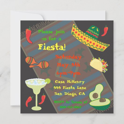 メキシカンフィエスタディナーパーティの招待状 招待状 (裏面)
