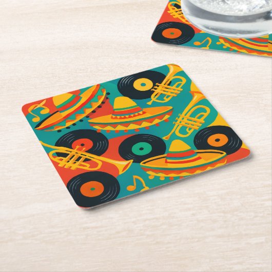 メキシカンフィエスタドリンクコースター スクエアペーパーコースター (アングル)