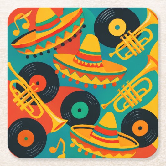 メキシカンフィエスタドリンクコースター スクエアペーパーコースター (正面)