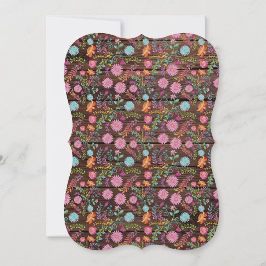 メキシカンフィエスタバプテスマ素朴フォーク花 招待状 (裏面)