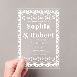 メキシカンフィエスタパペルピカドボホ結婚ズ アクリル招待状