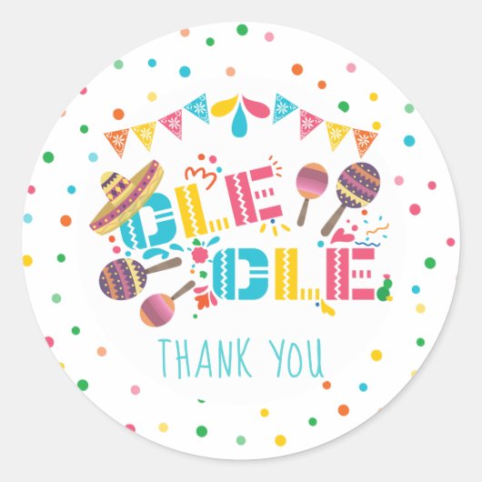 メキシカンフィエスタパーソナライズされた誕生日ありがとう ラウンドシール (正面)