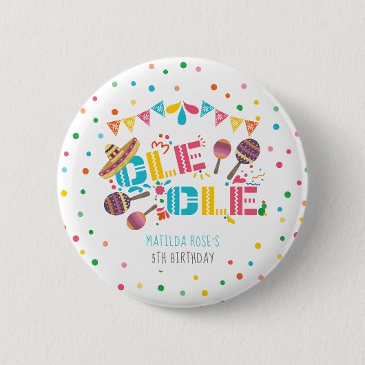 メキシカンフィエスタパーソナライズされた誕生日 缶バッジ (正面)