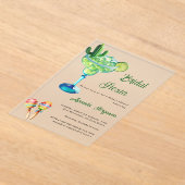 メキシカンフィエスタパーティーグリーン澄んブライダルシャワー アクリル招待状 (レイダウン)