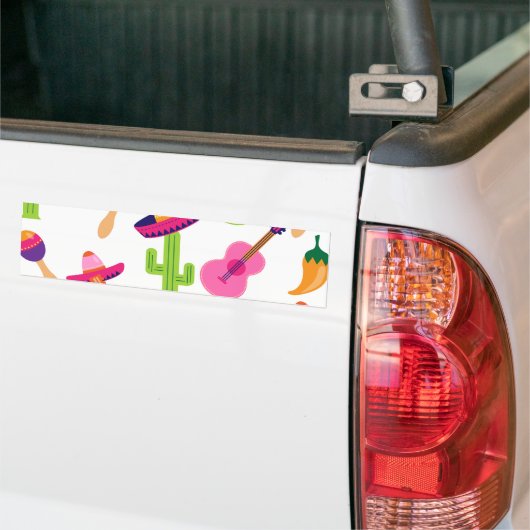 メキシカンフィエスタパーティーソンブレロサグアーロライムピーマン バンパーステッカー (トラック上)
