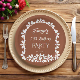 メキシカンフィエスタパーティーテラコッタタラベラカスタム ペーパープレート