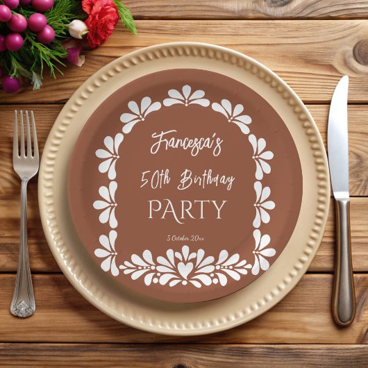 メキシカンフィエスタパーティーテラコッタタラベラカスタム ペーパープレート