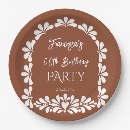 メキシカンフィエスタパーティーテラコッタタラベラカスタム ペーパープレート (正面)