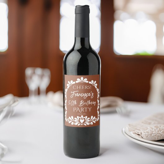 メキシカンフィエスタパーティーテラコッタタラベラカスタム ワインラベル