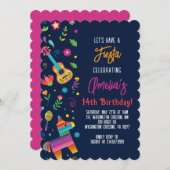 メキシカンフィエスタピナタ誕生日パーティーへの招待 招待状 (正面/裏面)