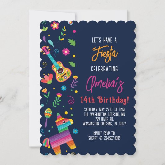 メキシカンフィエスタピナタ誕生日パーティーへの招待 招待状 (正面)