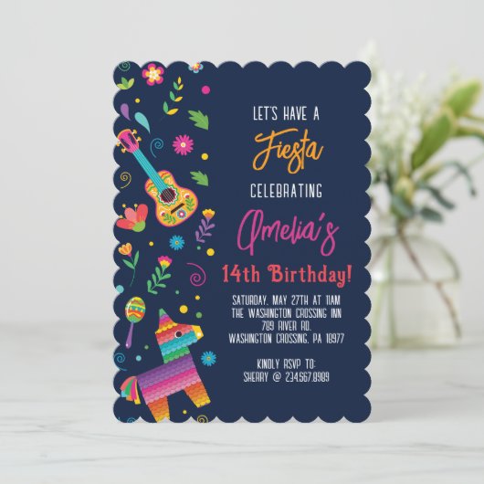 メキシカンフィエスタピナタ誕生日パーティーへの招待 招待状 (スタンド正面)