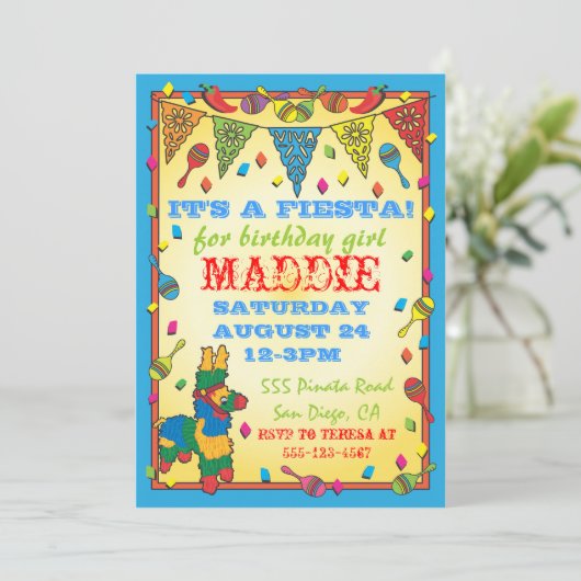 メキシカンフィエスタピナタ誕生日パーティーへの招待 招待状 (スタンド正面)