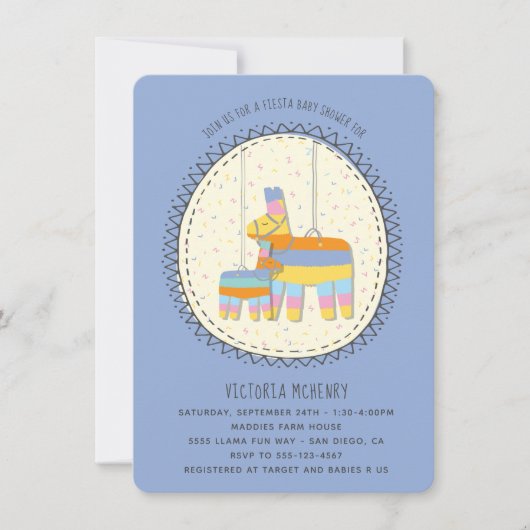 メキシカンフィエスタピニャータとベビーシャワー招待状 招待状 (正面)