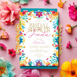 メキシカンフィエスタピンクイエローフラワーズブライダルシャワー 招待状