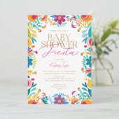 メキシカンフィエスタピンクイエローフラワーベビーシャワー 招待状 (スタンド正面)