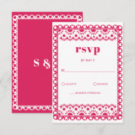 メキシカンフィエスタピンクパペルピカドボホ結婚ズ 出欠カード