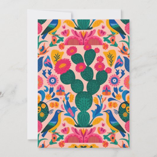 メキシカンフィエスタピンクフローラブライダルフィエスタシャワー 招待状 (裏面)