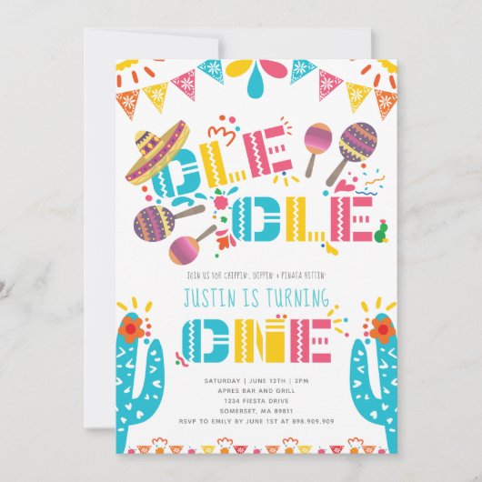 メキシカンフィエスタファースト誕生日 招待状 (正面)