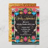 メキシカンフィエスタフェリズナビダッドパーティー金ゴールドグリッター 招待状 (正面/裏面)