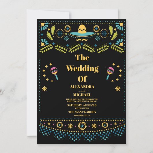 メキシカンフィエスタフォーカルアート結婚フローラ 招待状 (正面)