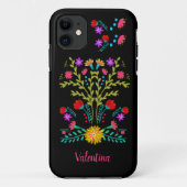 メキシカンフィエスタフォークアートフラワーズブラックパーソナライズされた Case-Mate iPhoneケース (裏面)